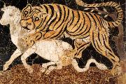 unknow artist Tiger Attacking a Bull